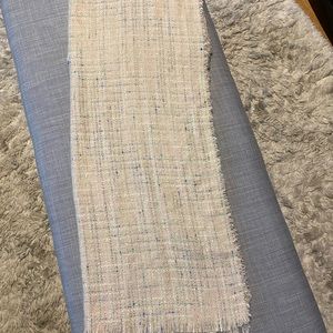 Scarf - cream color with pink, blue, gold white stripes.  Never worn